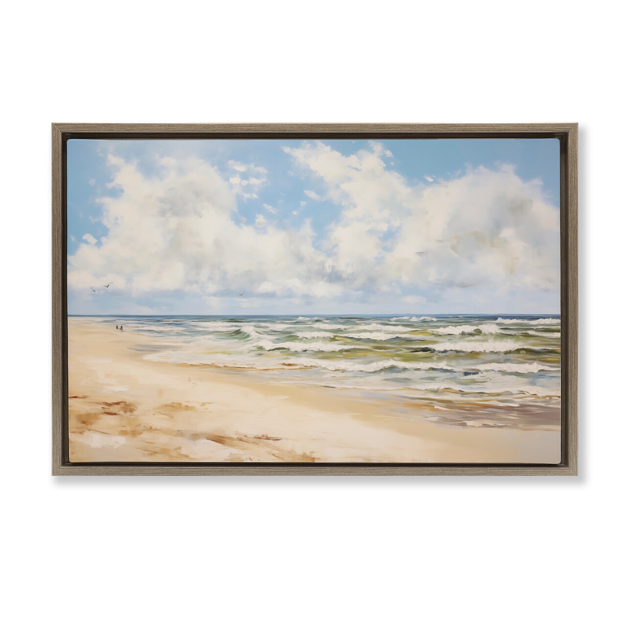 Stupell Industries Cloudy Summer Beach Floater Framed Canvas Wall Art Design by LSR Design Studio